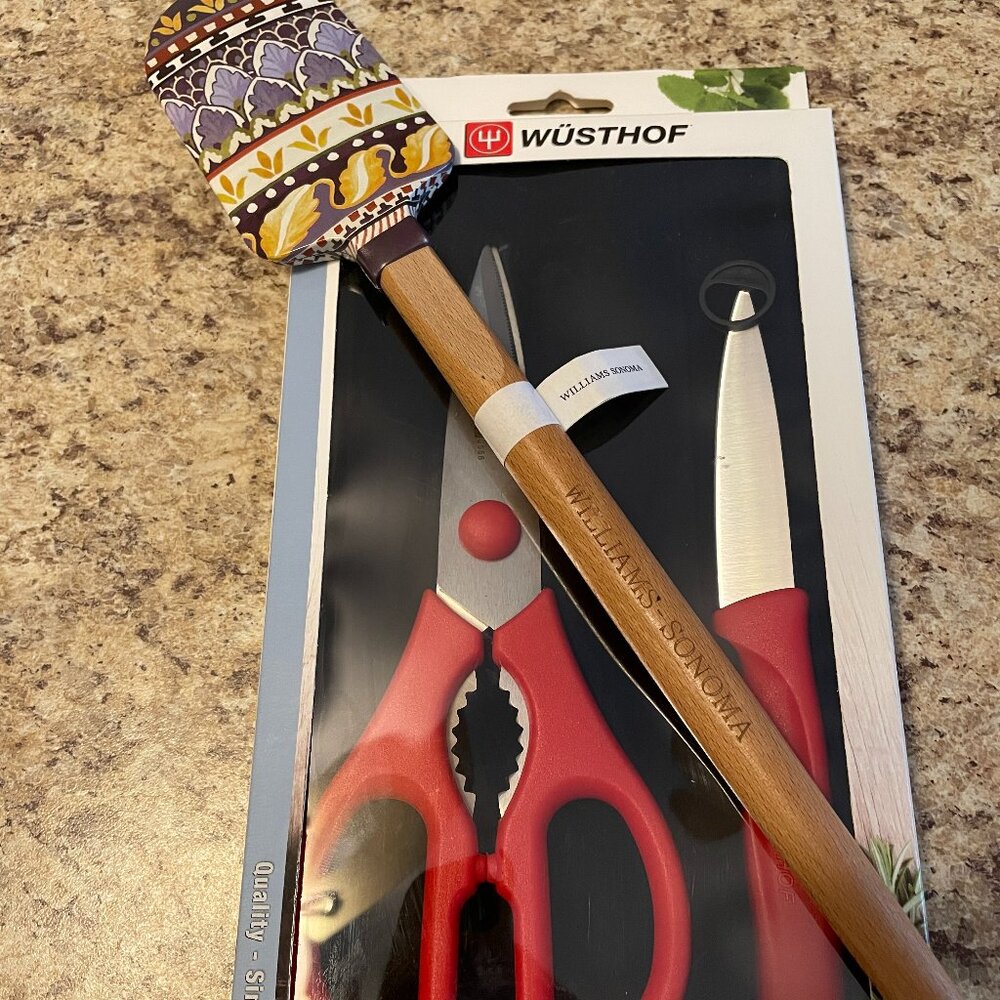 FIRM. Wusthof Cutlery Utility Knife and Kitchen Shears / Williams Sonoma Spatula